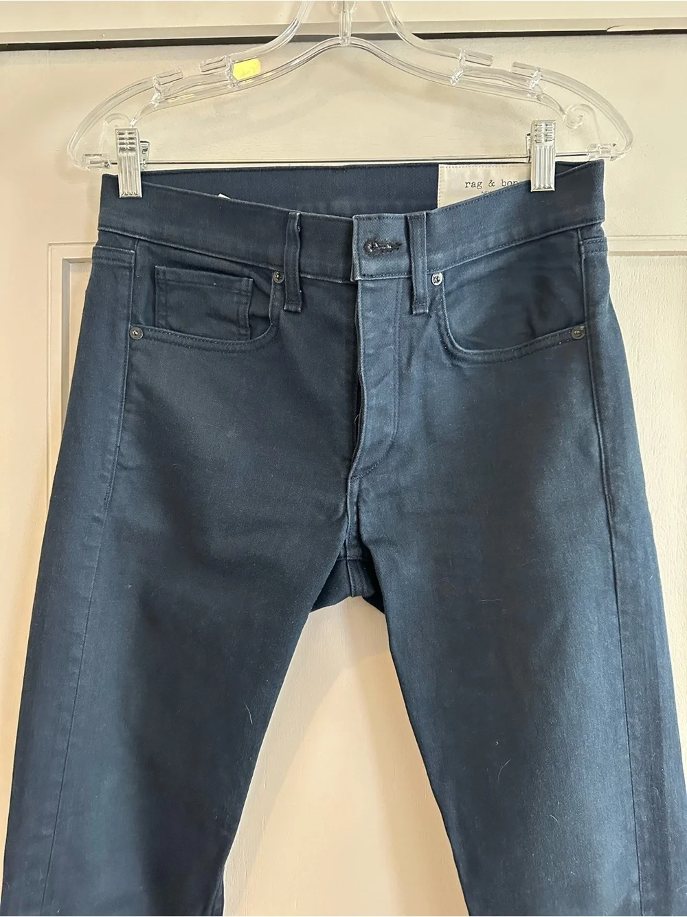 rag & bone Men's Skinny Jeans in Coated Navy - Picture 1 of 6